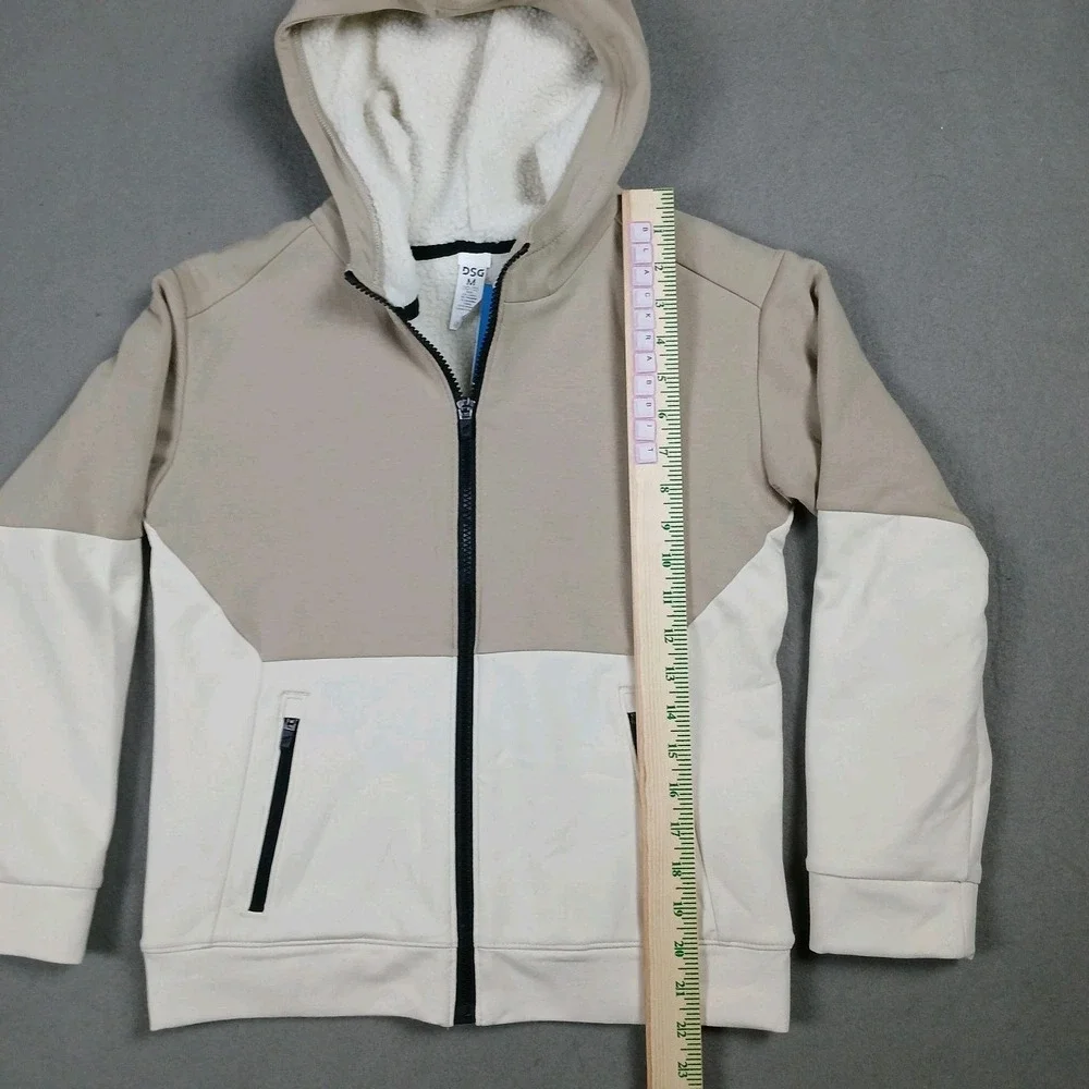 NWT DSG Boys Medium (10-12) Sport Sherpa Jacket Khaki‎ Sand Long Sleeve Full Zip